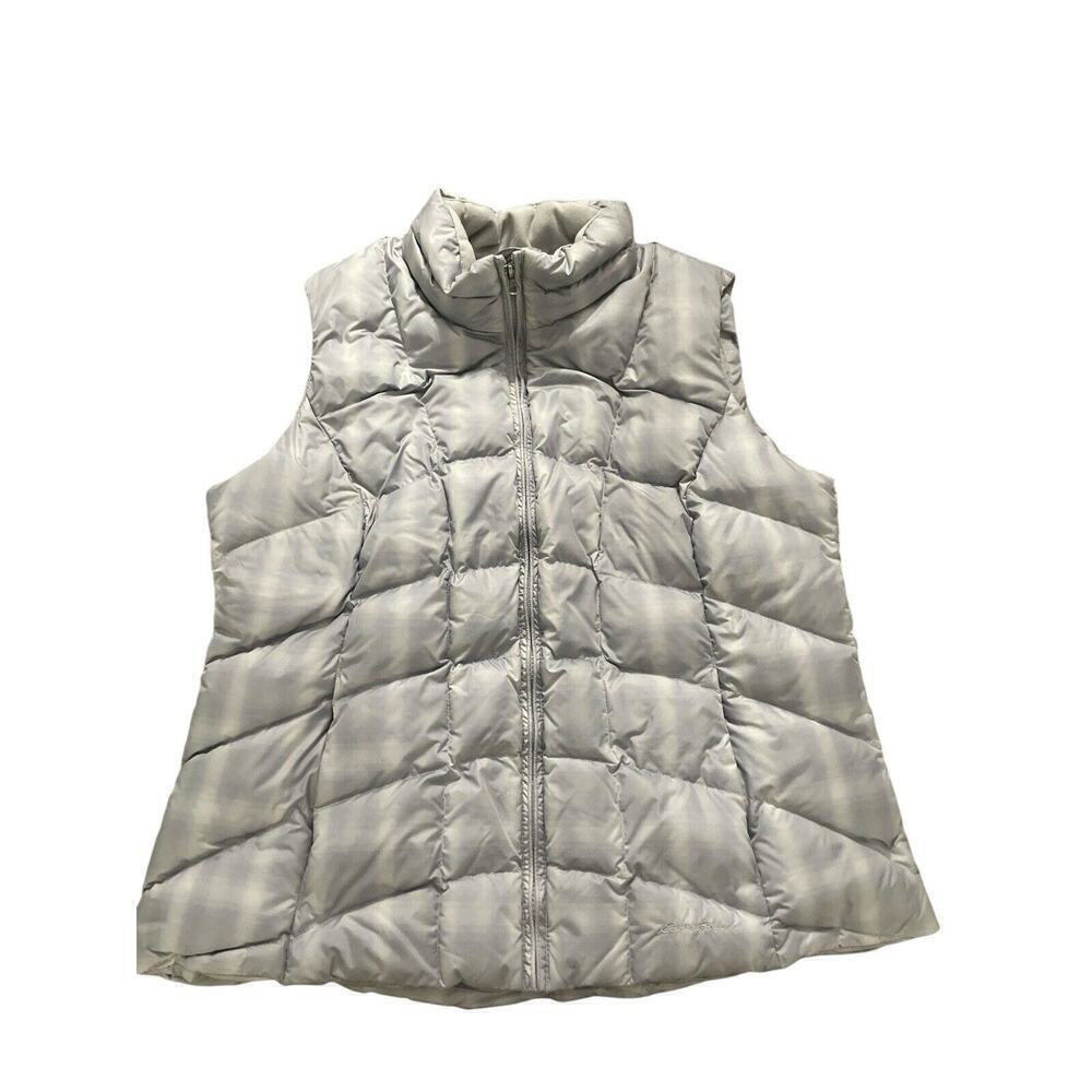 Women’s Eddie Bauer Gray And White Down Filled Vest XL